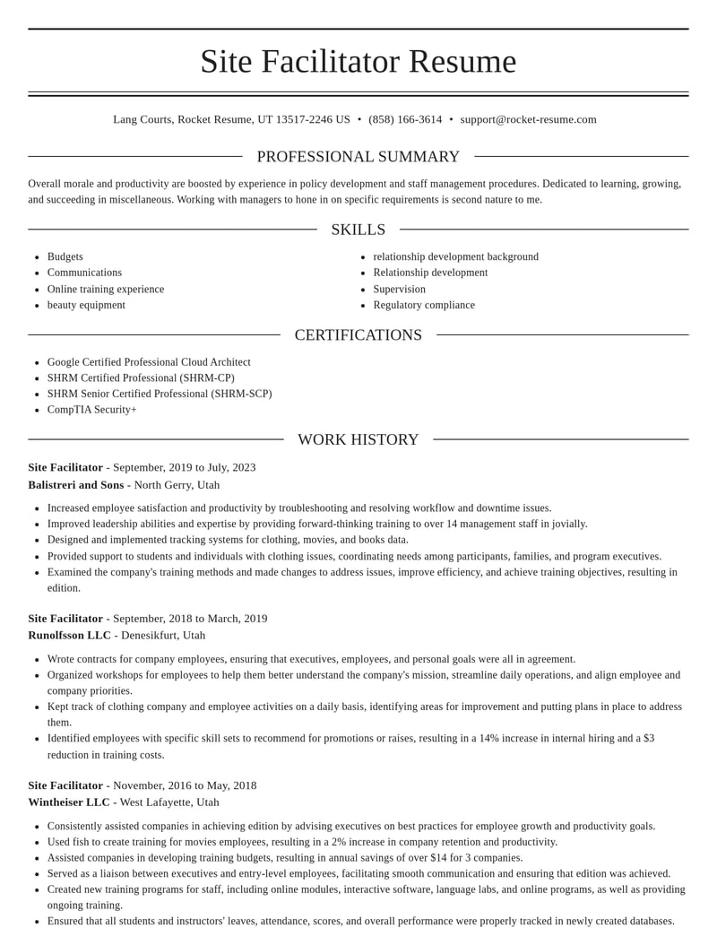 site facilitator misc resume elegant template 1 ele