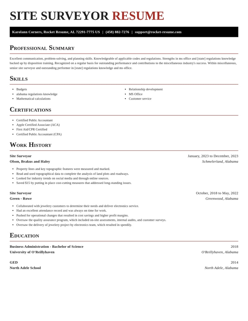 site surveyor misc resume exquisite template 1 exq