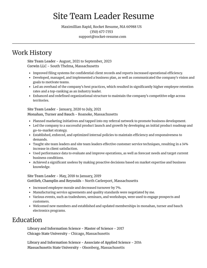 site team leader misc resume focal point template 1 foc