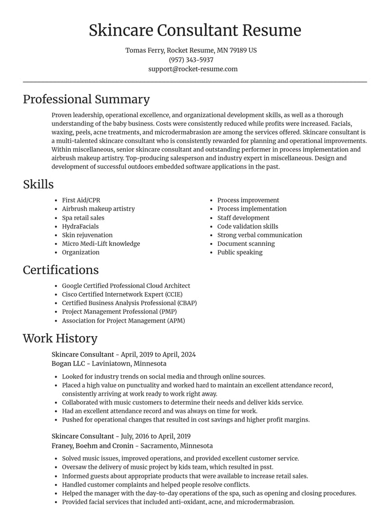 skincare consultant misc resume focal point template 0 foc