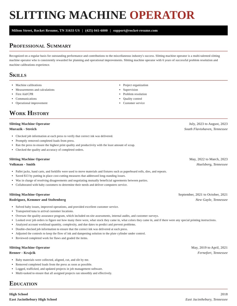 slitting machine operator misc resume exquisite template 2 exq
