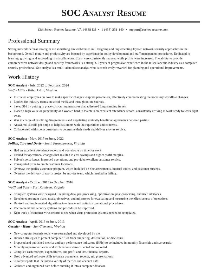 soc analyst misc resume classic template 0 cla