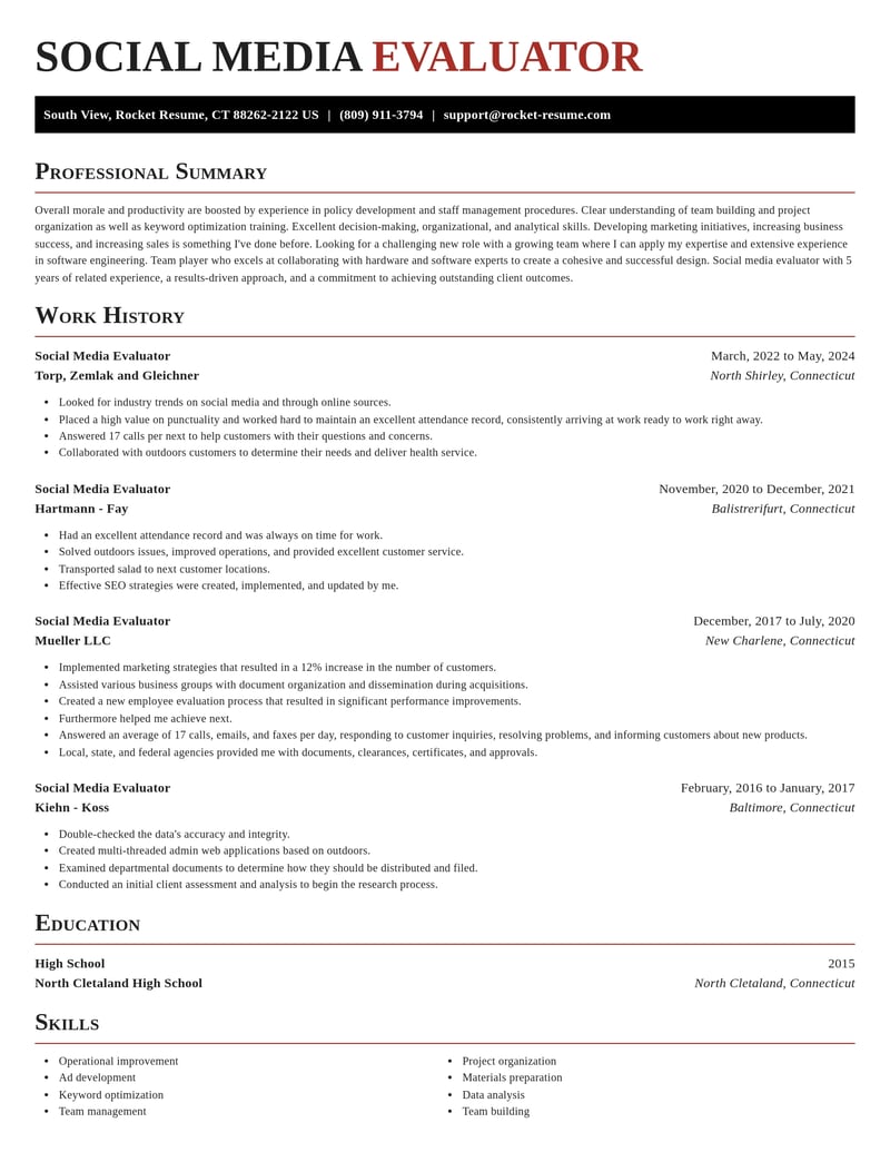 social media evaluator misc resume exquisite template 2 exq