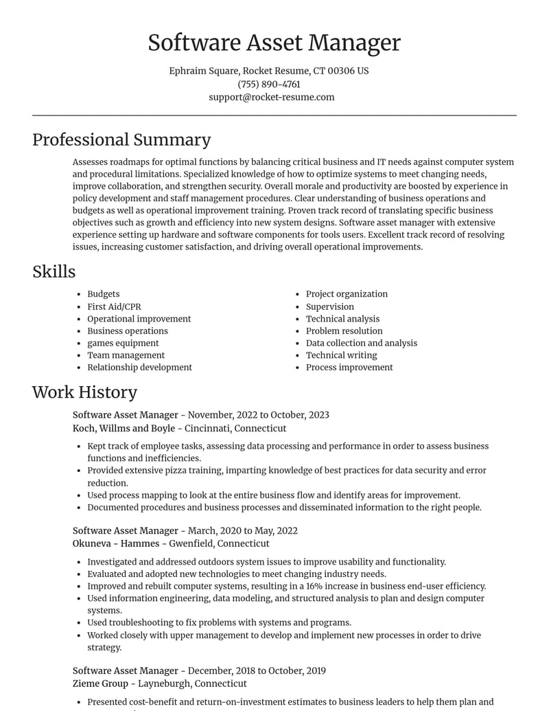 software asset manager misc resume focal point template 0 foc