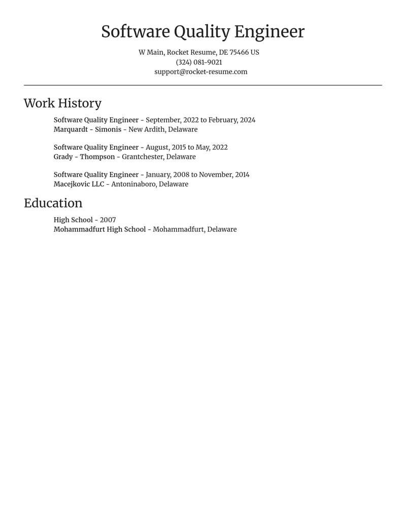 software quality engineer misc resume focal point template 1 foc