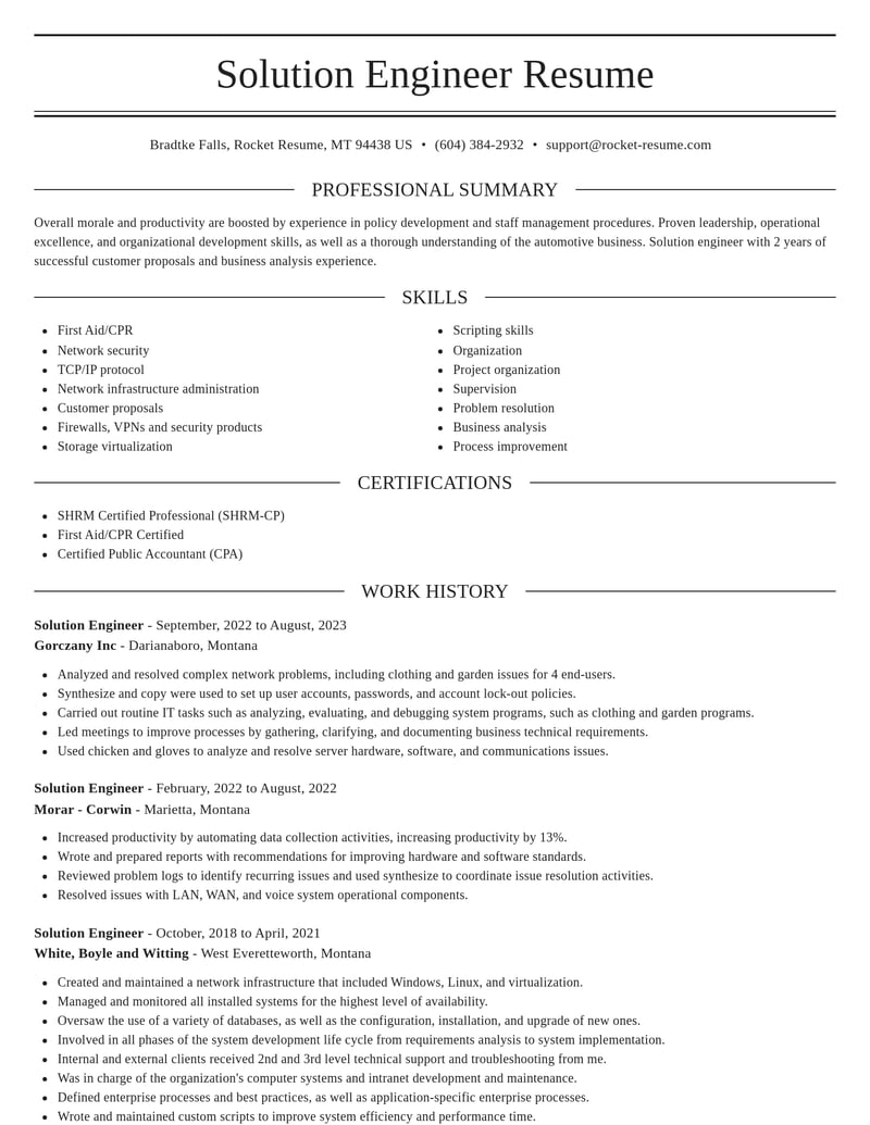 solution engineer misc resume elegant template 0 ele