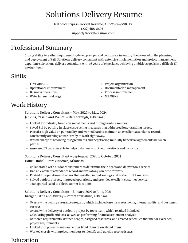 solutions delivery consultant misc resume focal point template 2 foc