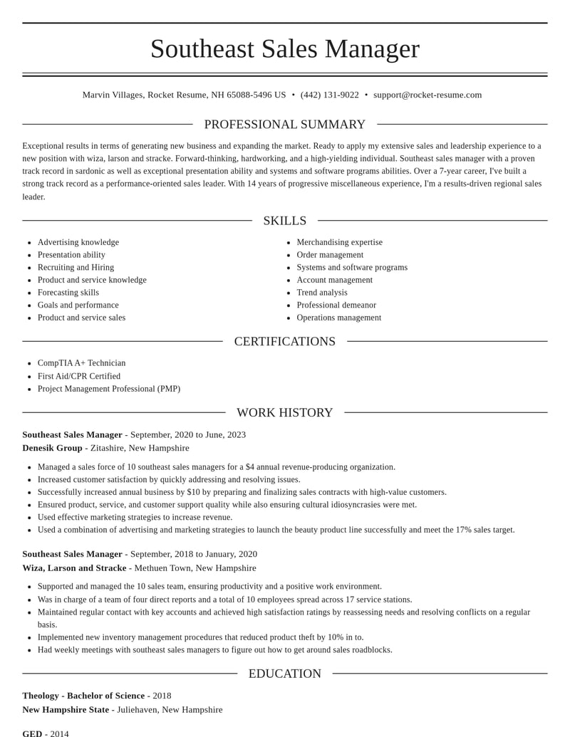 southeast sales manager misc resume elegant template 1 ele