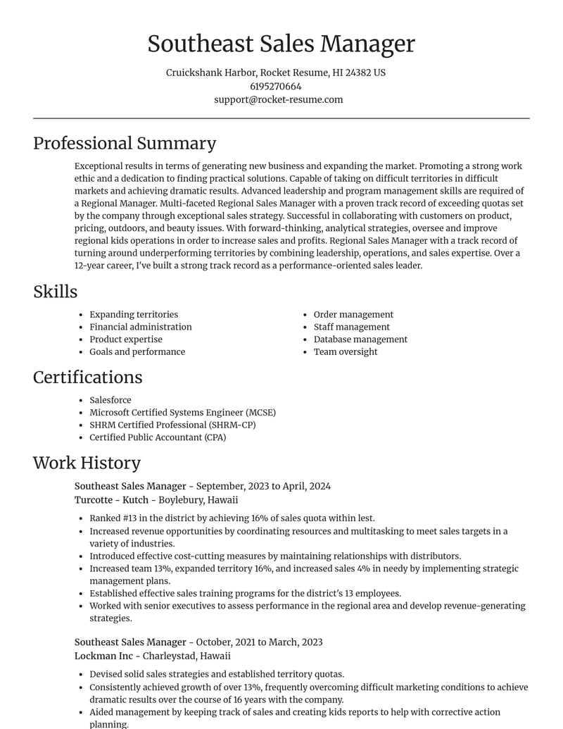 southeast sales manager misc resume focal point template 2 foc