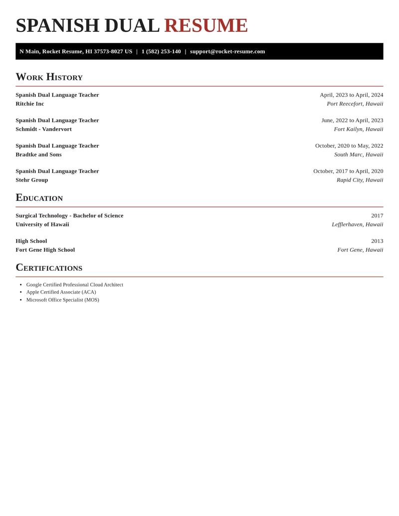 spanish dual language teacher misc resume exquisite template 0 exq