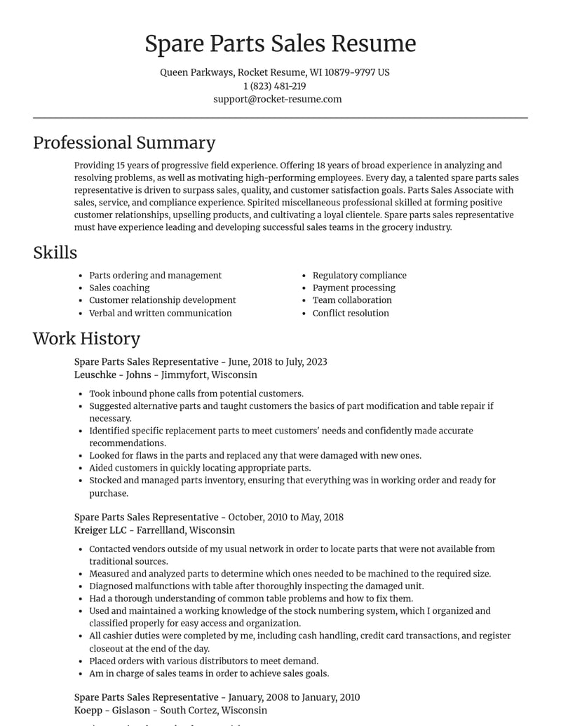 spare parts sales representative misc resume focal point template 0 foc