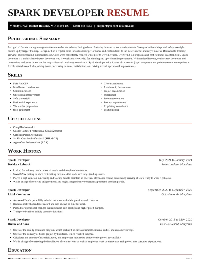 spark developer misc resume exquisite template 2 exq