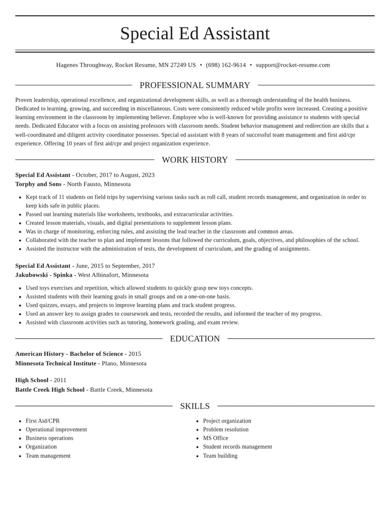 special ed assistant misc resume elegant template 0 ele