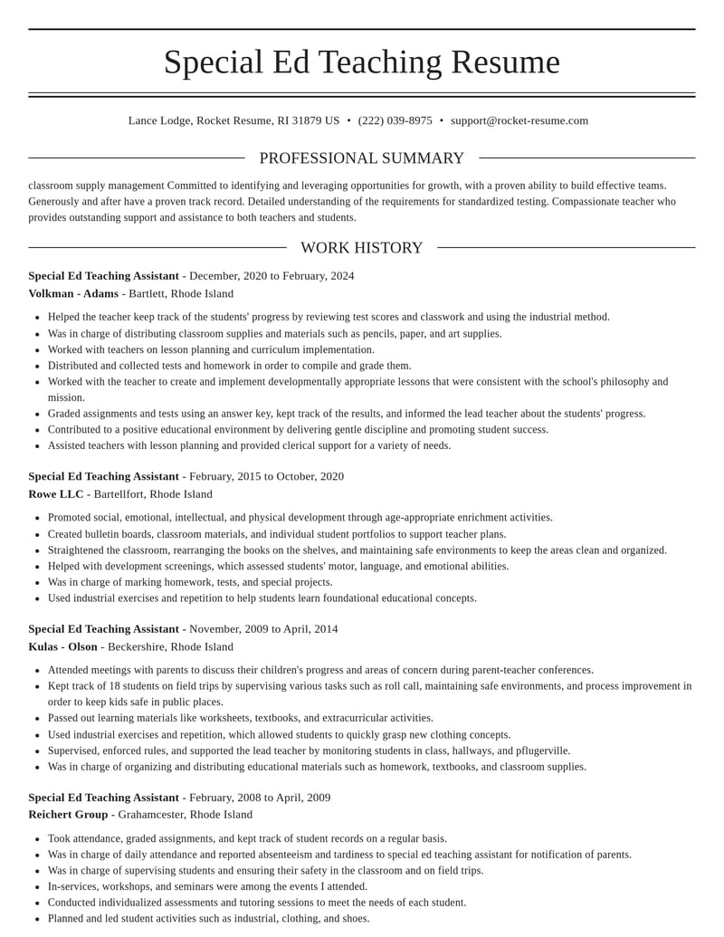 special ed teaching assistant misc resume elegant template 0 ele