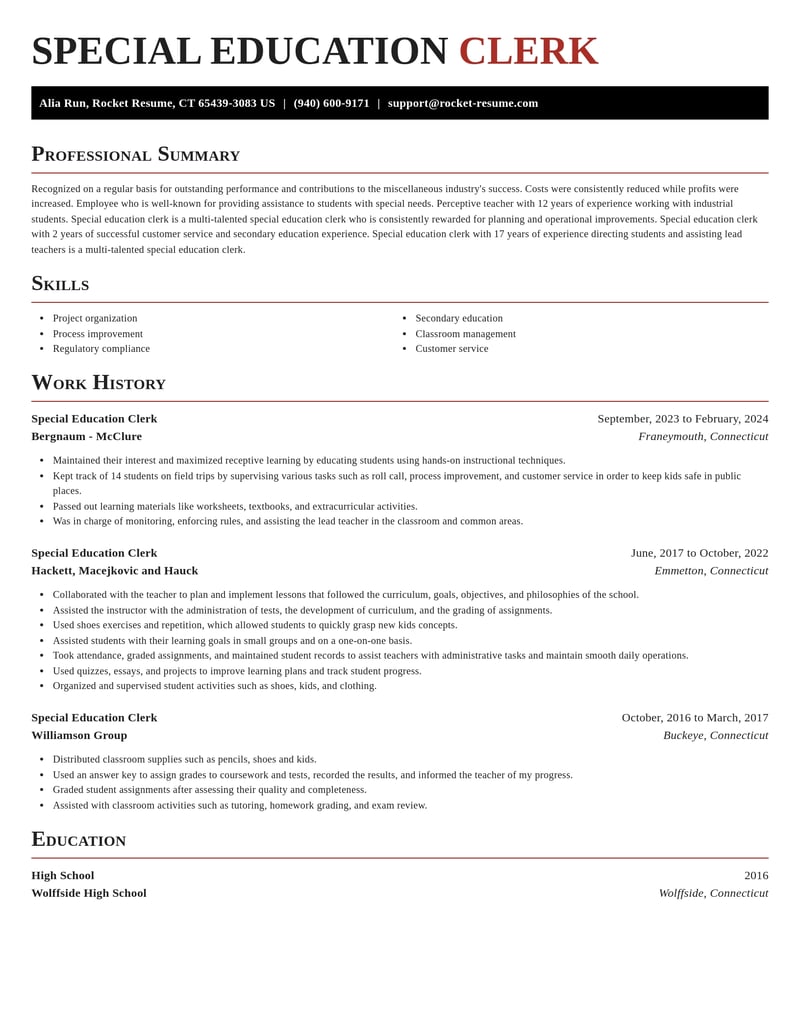 special education clerk misc resume exquisite template 1 exq