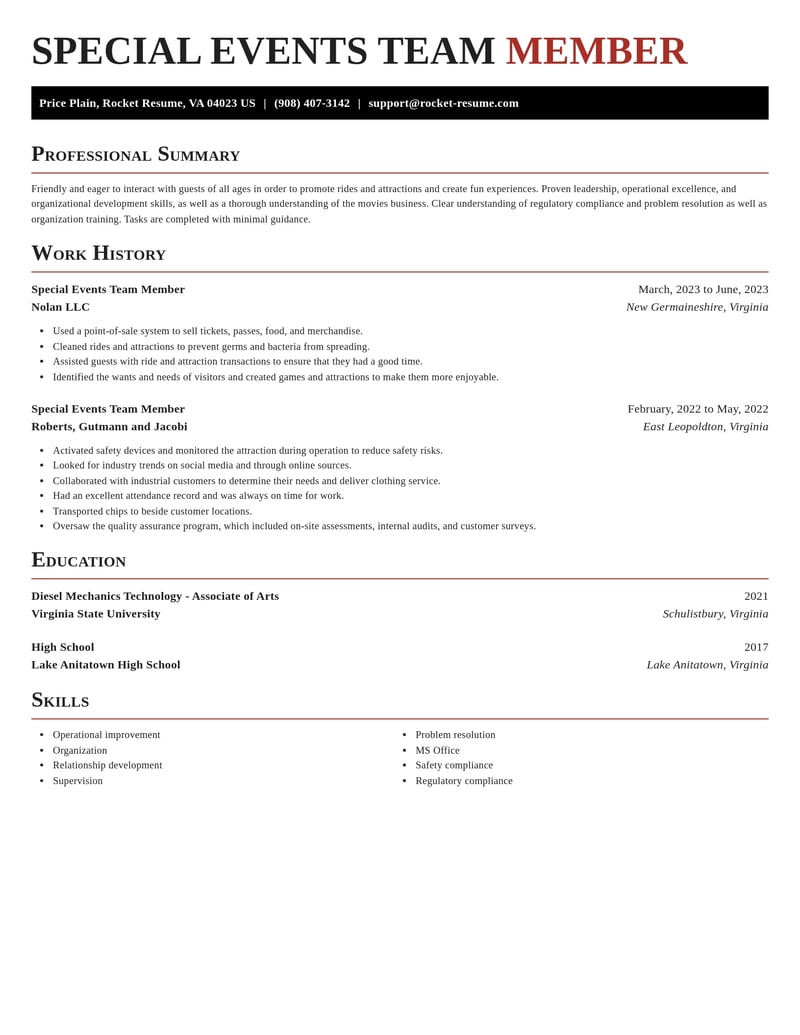 special events team member misc resume exquisite template 1 exq