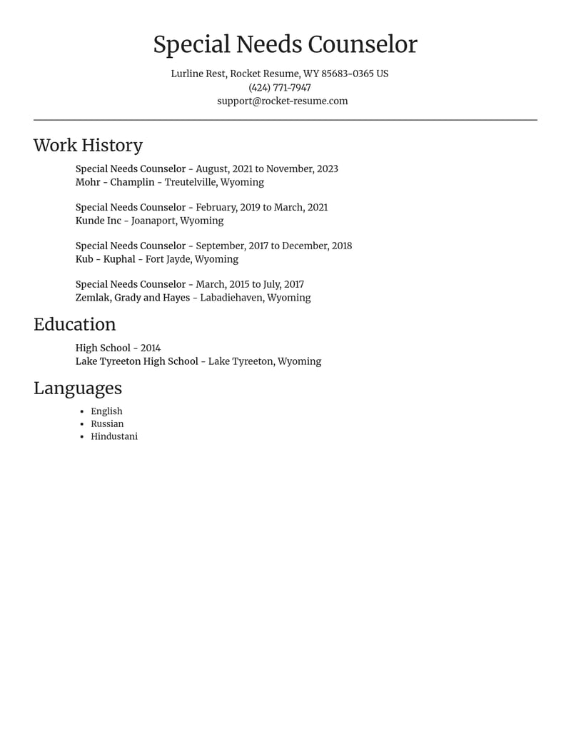 special needs counselor misc resume focal point template 1 foc