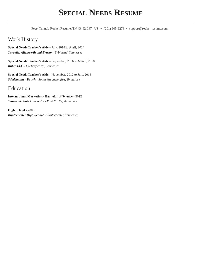 special needs teachers aide misc resume classic template 1 cla