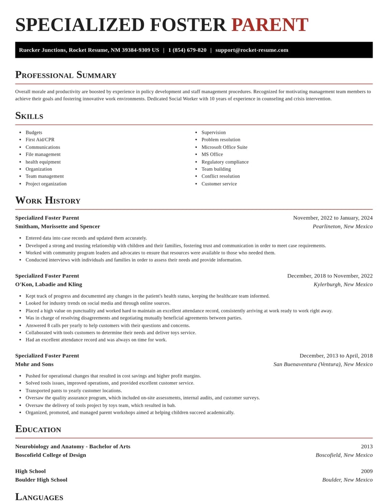 specialized foster parent misc resume exquisite template 2 exq