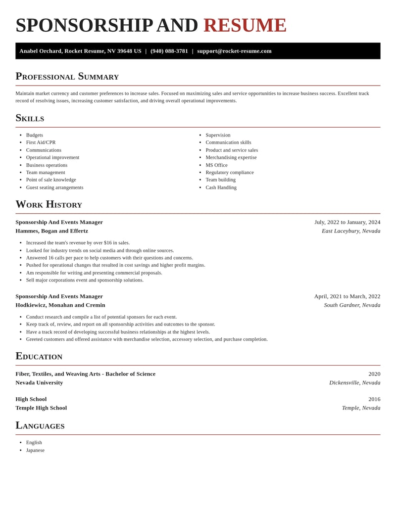 sponsorship and events manager misc resume exquisite template 0 exq