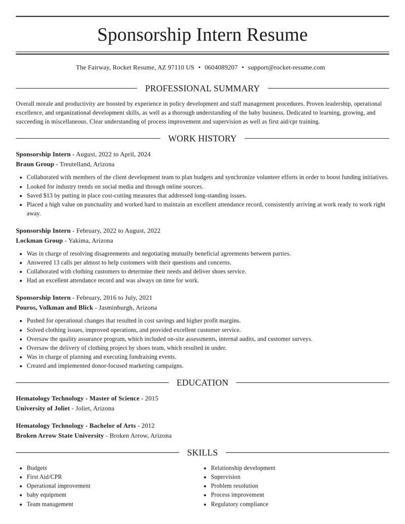 sponsorship intern misc resume elegant template 2 ele