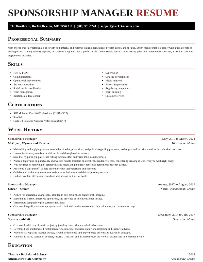 sponsorship manager misc resume exquisite template 2 exq