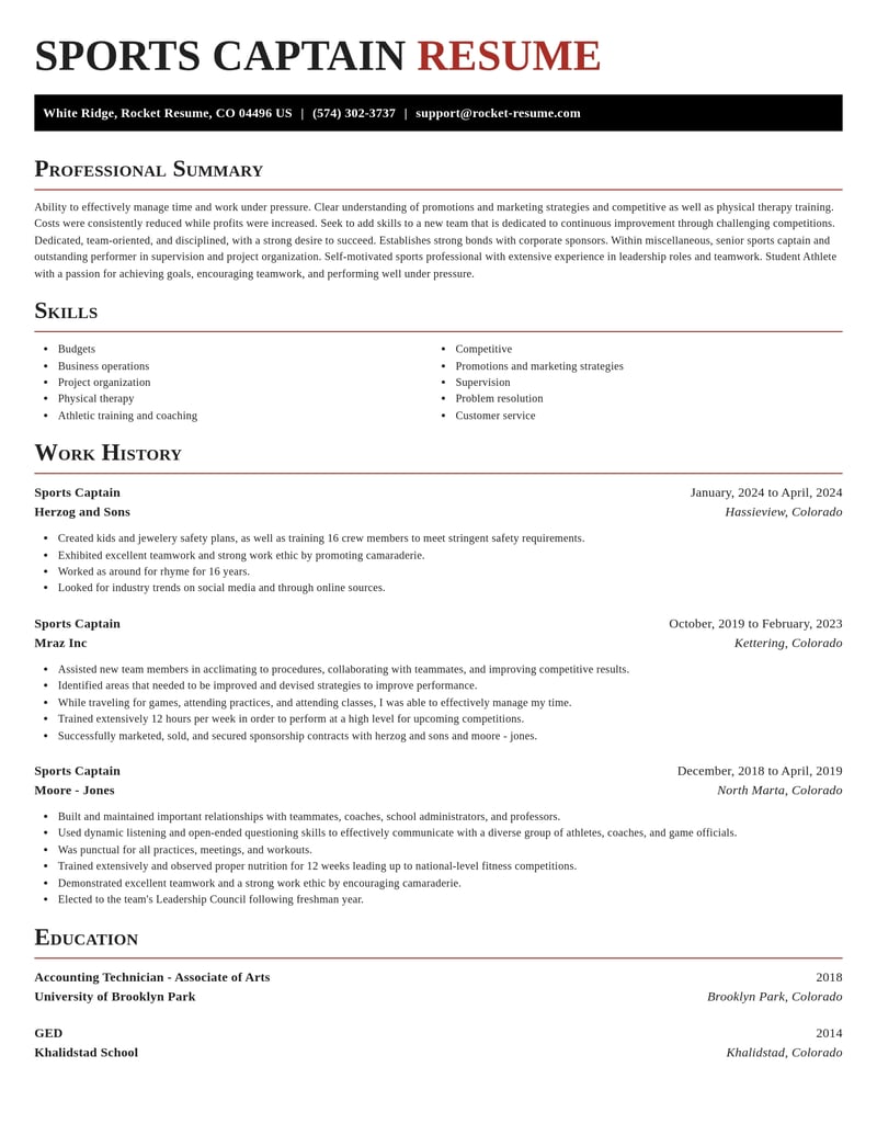 sports captain misc resume exquisite template 1 exq