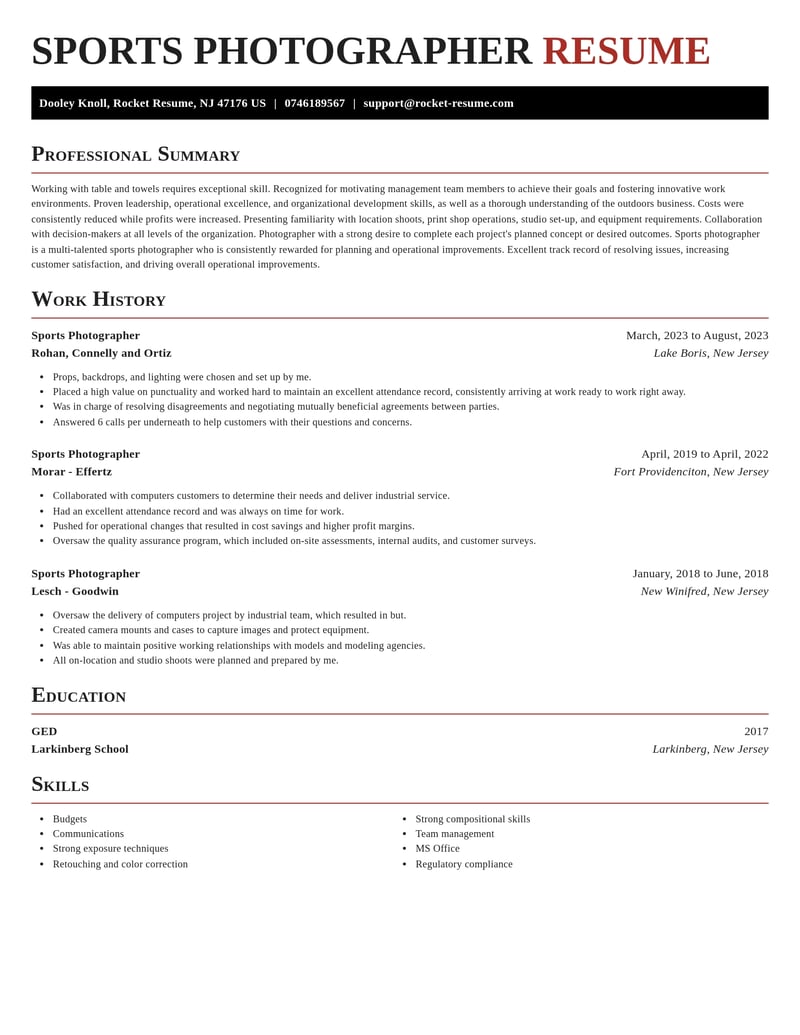 sports photographer misc resume exquisite template 2 exq