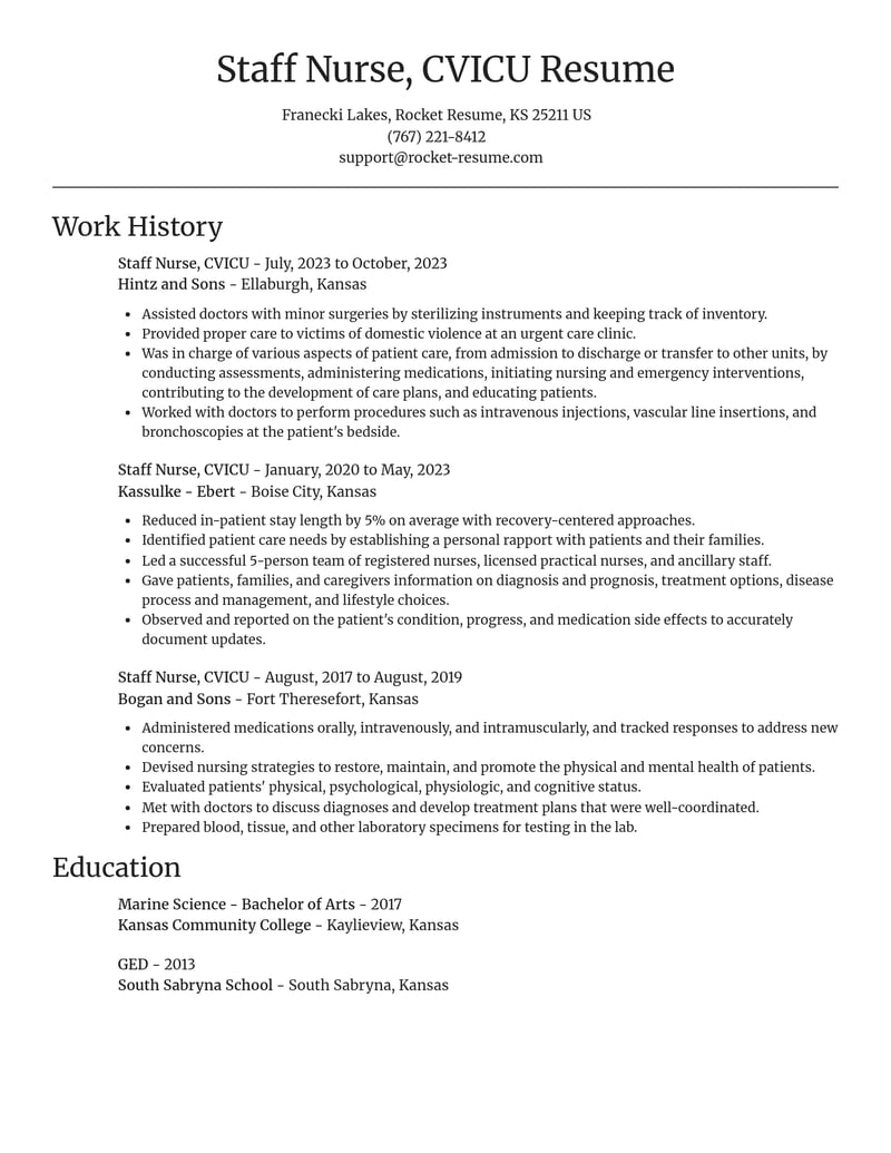 staff nurse cvicu misc resume focal point template 0 foc