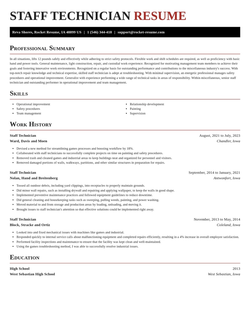 staff technician misc resume exquisite template 1 exq