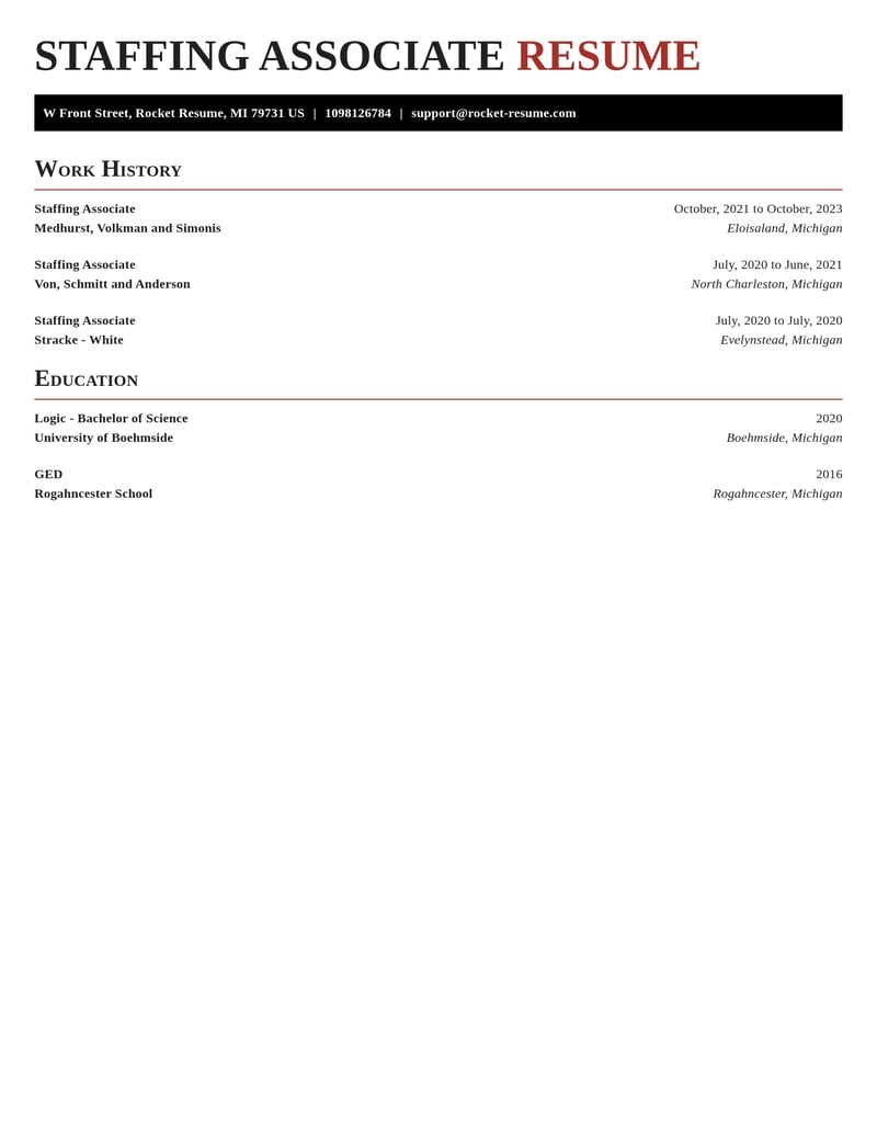 staffing associate misc resume exquisite template 2 exq