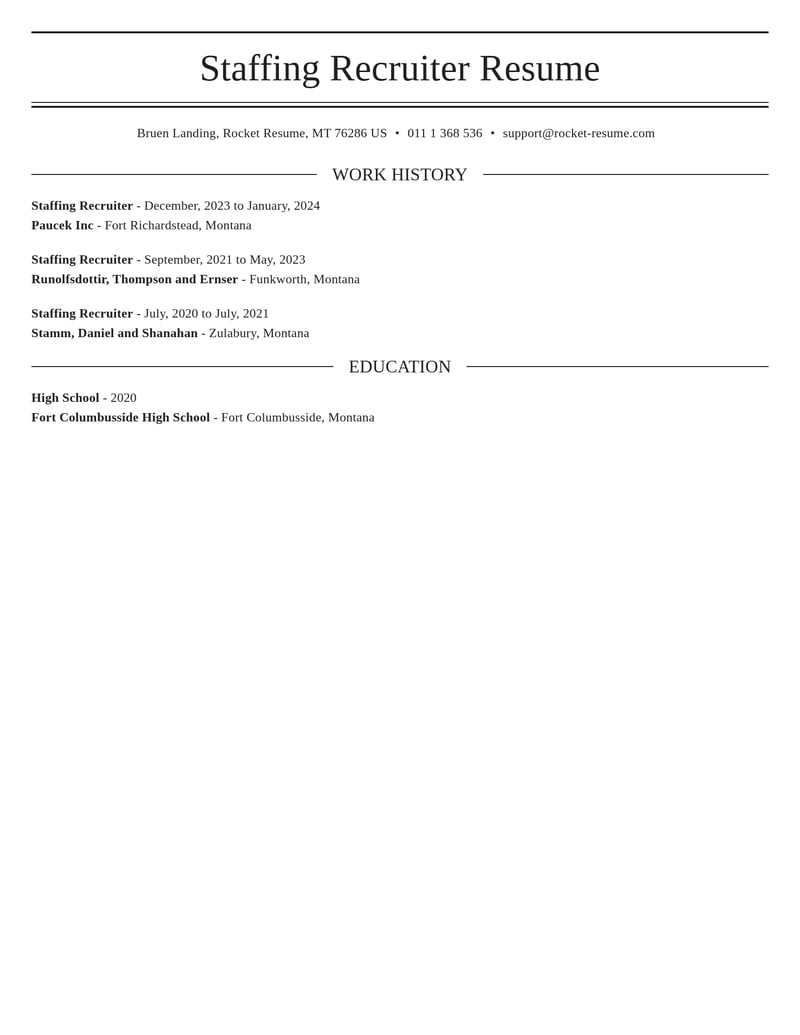 staffing recruiter misc resume elegant template 0 ele
