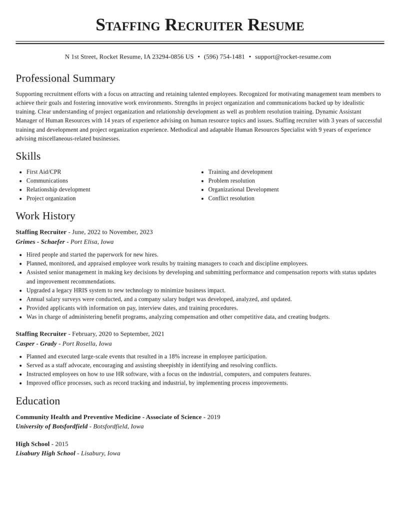 staffing recruiter misc resume classic template 2 cla