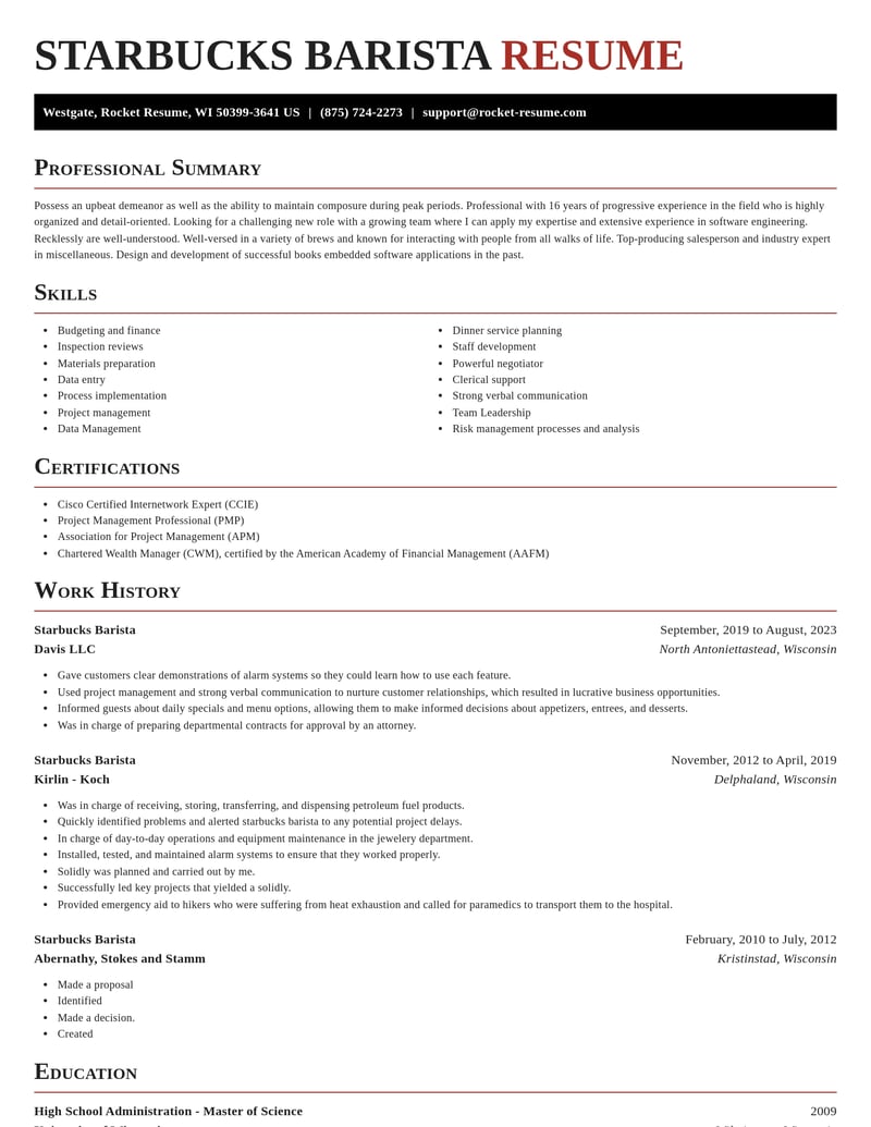 starbucks barista misc resume exquisite template 2 exq