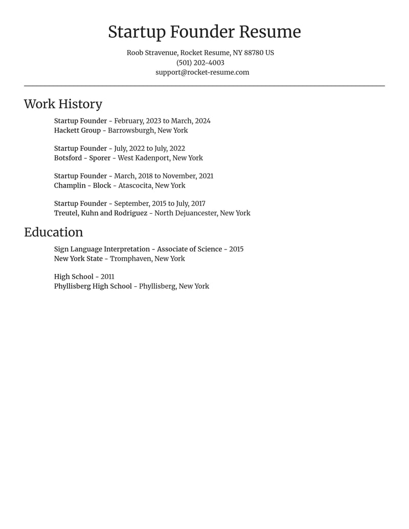 startup founder misc resume focal point template 2 foc