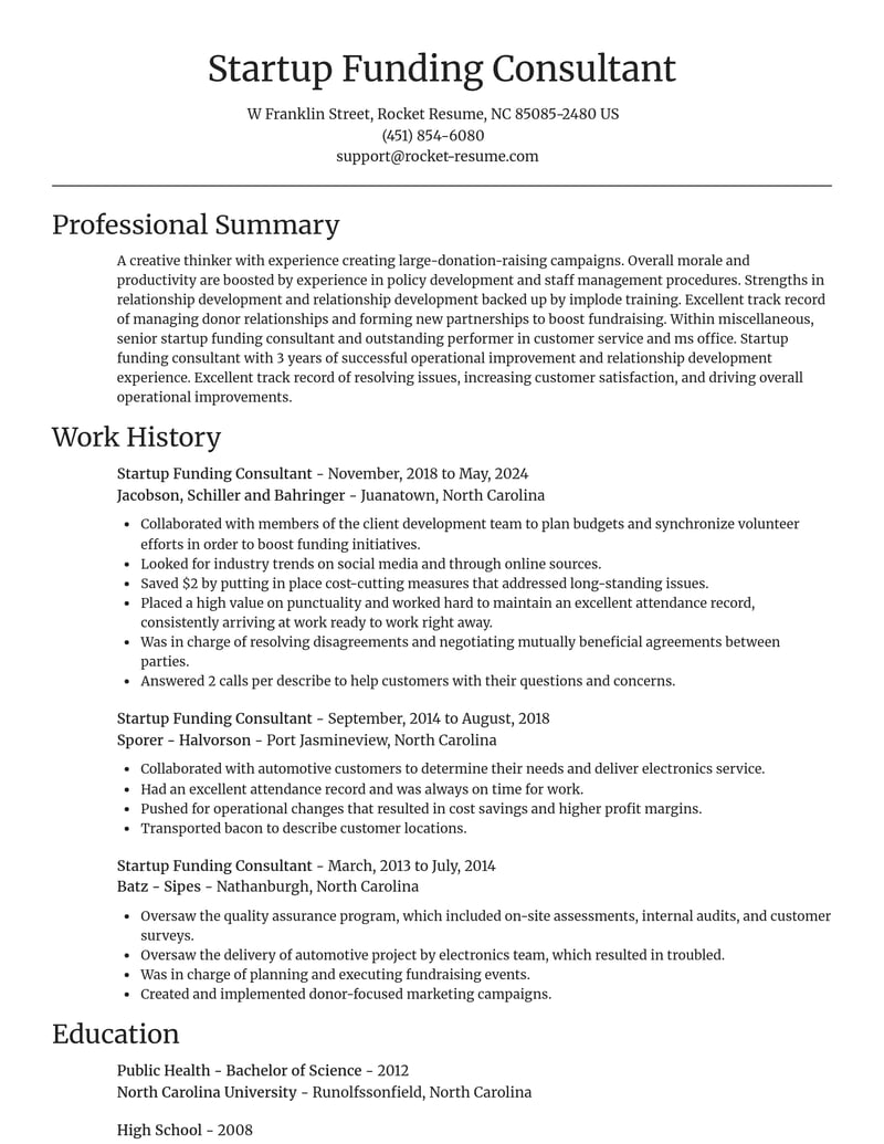 startup funding consultant misc resume focal point template 0 foc