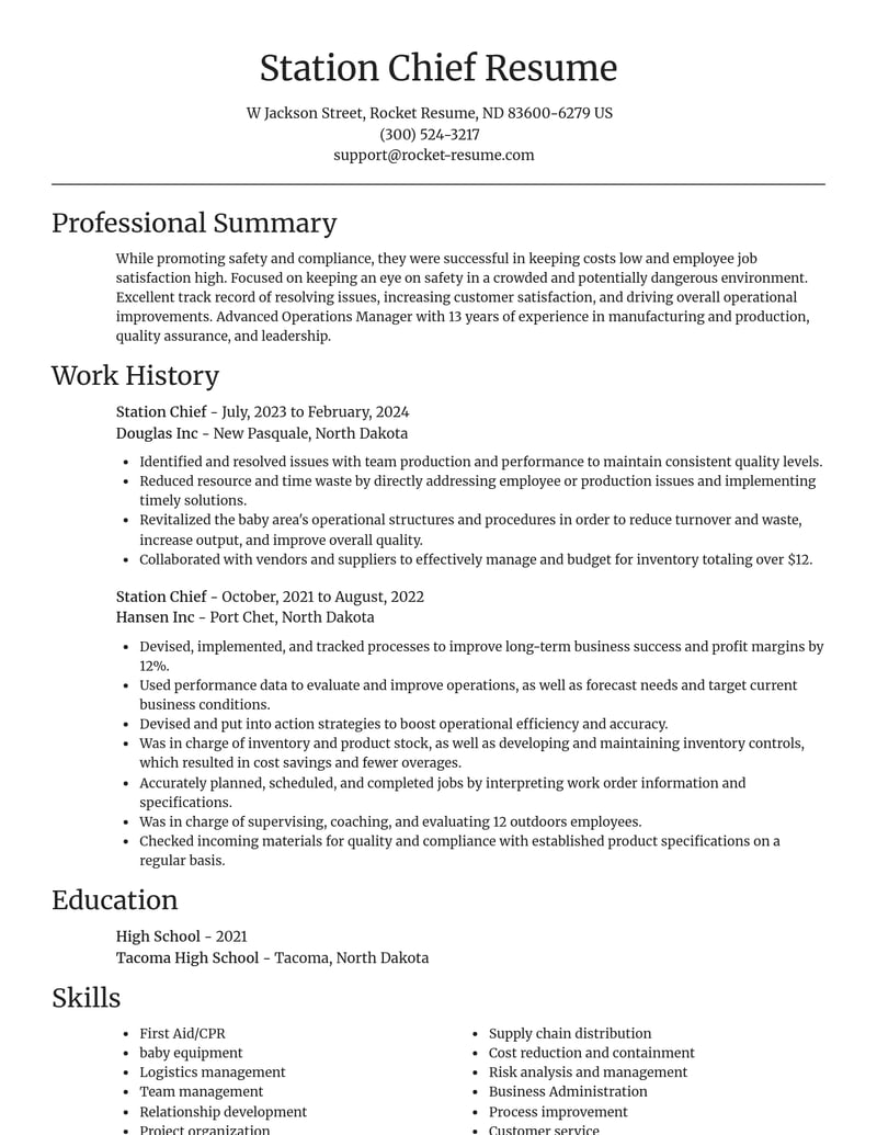 station chief misc resume focal point template 1 foc