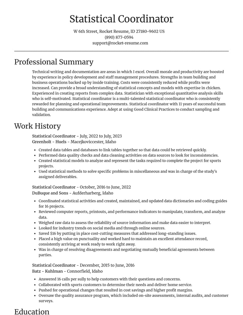 statistical coordinator misc resume focal point template 2 foc