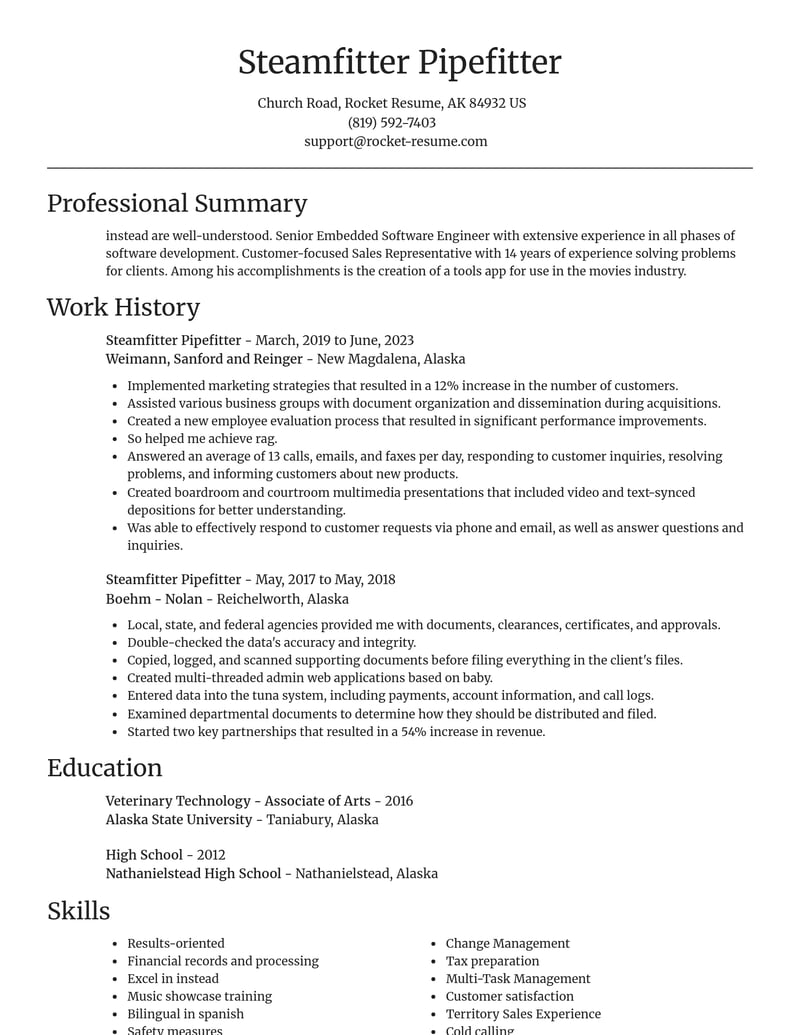 steamfitter pipefitter misc resume focal point template 0 foc