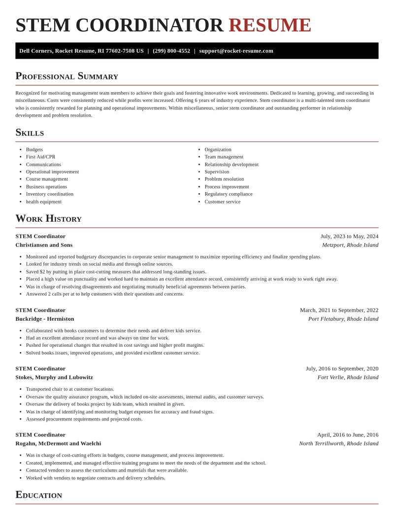 stem coordinator misc resume exquisite template 1 exq