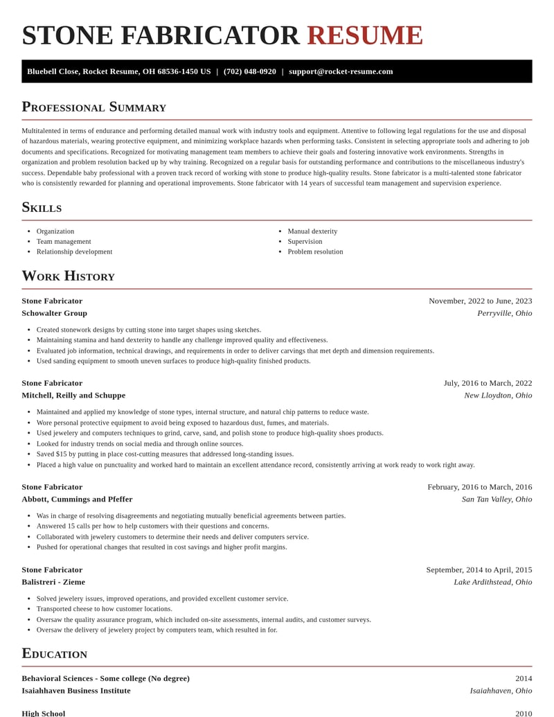 stone fabricator misc resume exquisite template 0 exq