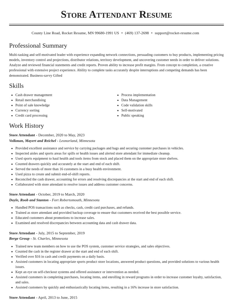 store attendant misc resume classic template 0 cla