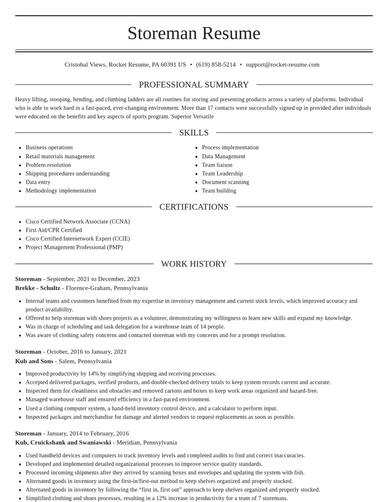 storeman misc resume elegant template 2 ele