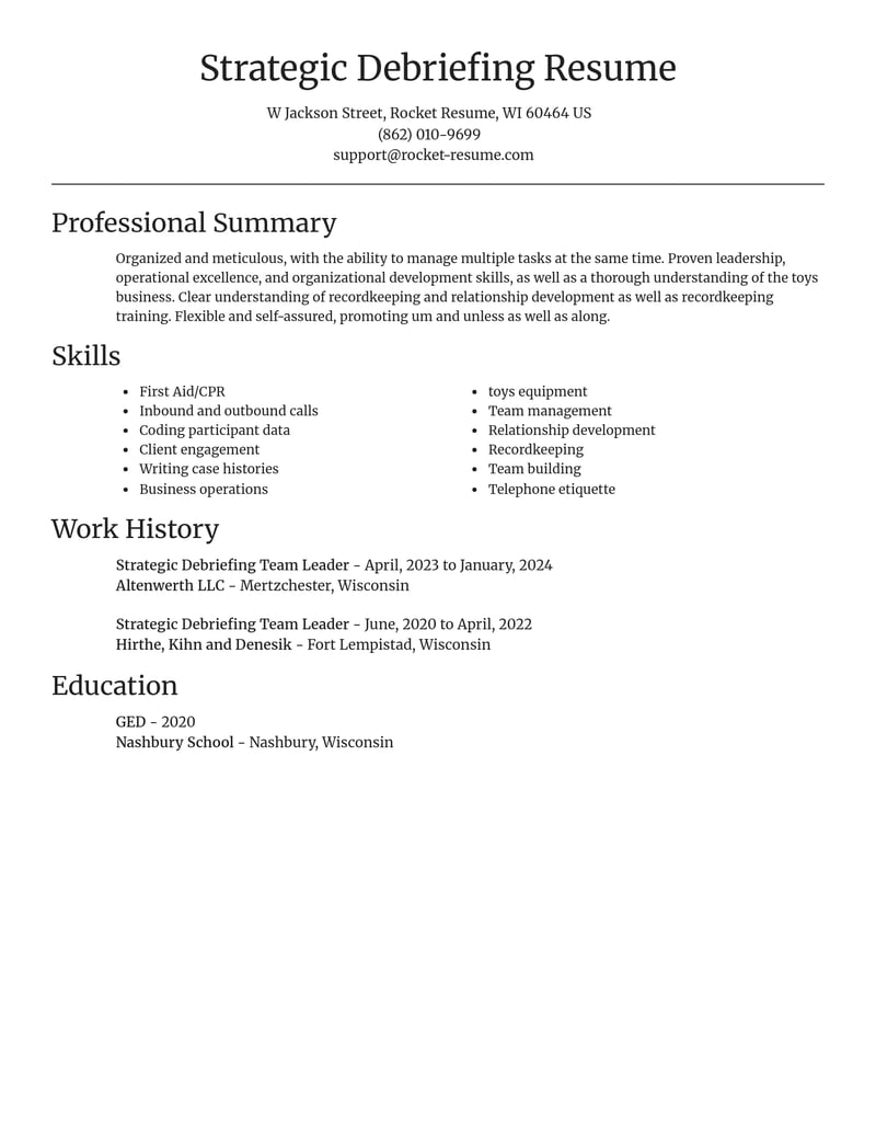 strategic debriefing team leader misc resume focal point template 0 foc