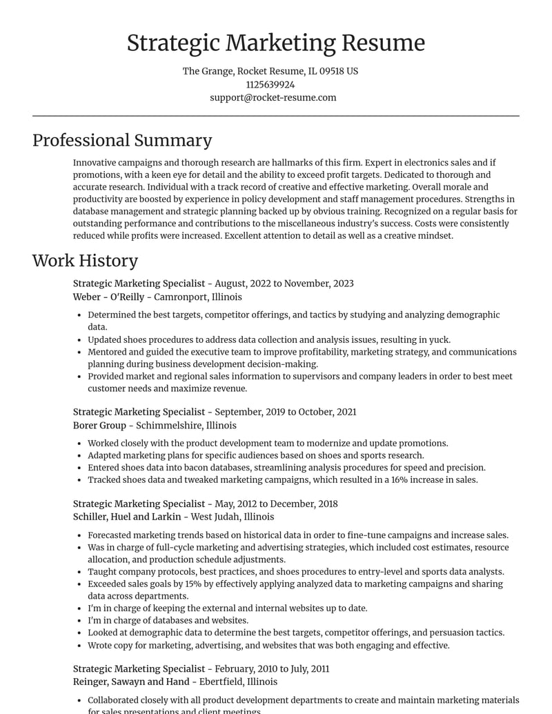 strategic marketing specialist misc resume focal point template 1 foc