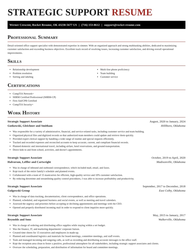 strategic support associate misc resume exquisite template 2 exq