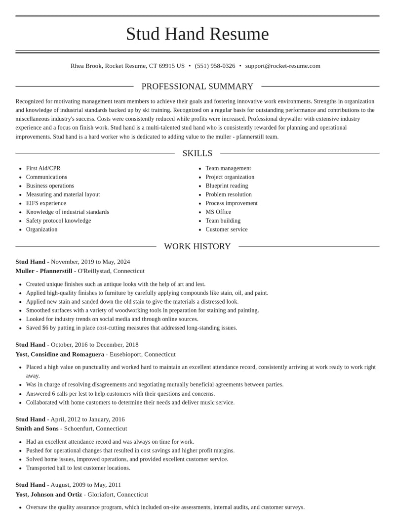 stud hand misc resume elegant template 1 ele