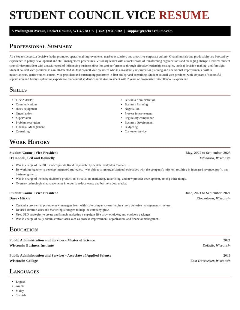 student council vice president misc resume exquisite template 0 exq