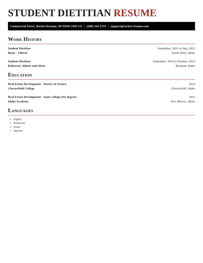 student dietitian misc resume exquisite template 0 exq