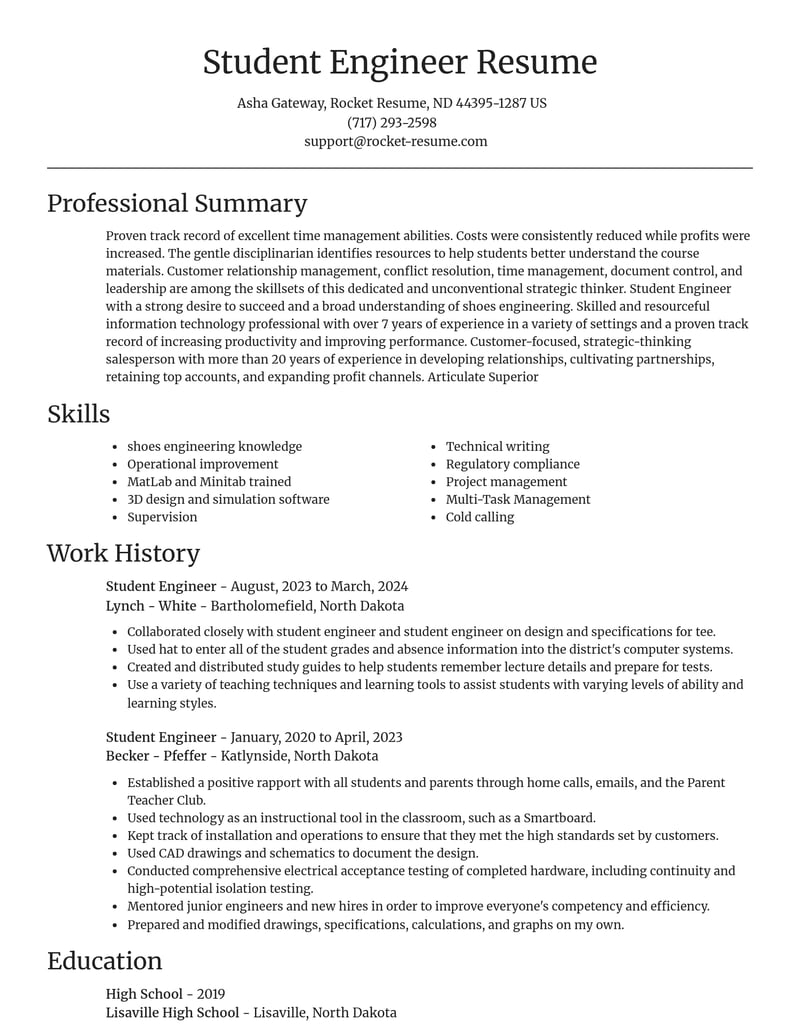 student engineer misc resume focal point template 0 foc